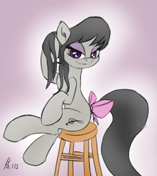 Size: 1280x1436 | Tagged: safe, artist:drizziedoodles, octavia melody, earth pony, pony, bedroom eyes, solo, tail bow