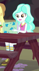 Size: 183x332 | Tagged: safe, screencap, applejack, paisley, equestria girls, legend of everfree, cropped