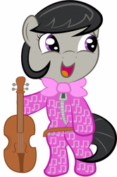 Size: 2043x3068 | Tagged: safe, artist:spellboundcanvas, octavia melody, earth pony, pony, black mane, female, footed sleeper, gray coat, mare, solo, violin