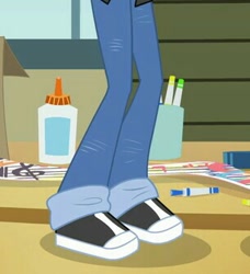 Size: 306x336 | Tagged: safe, screencap, flash sentry, a banner day, equestria girls, friendship games, clothes, cropped, legs, pants, pictures of legs, shoes, sneakers