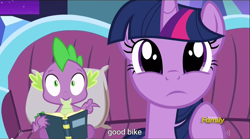 Size: 1280x714 | Tagged: safe, derpibooru import, screencap, spike, twilight sparkle, twilight sparkle (alicorn), alicorn, dragon, pony, amending fences, female, mare, meme, youtube caption