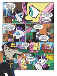 Size: 768x1024 | Tagged: safe, artist:andypriceart, idw, fluttershy, rarity, pegasus, pony, unicorn, spoiler:comic, spoiler:comic64, manehattan, preview