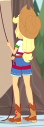 Size: 163x471 | Tagged: safe, screencap, applejack, equestria girls, legend of everfree, ass, boots, camp everfree outfits, clothes, cowboy boots, cropped, rear view, shorts, solo