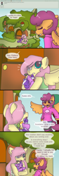 Size: 2124x6340 | Tagged: safe, artist:synnibear03, apple bloom, fluttershy, screwball, oc, oc:ponytale fluttershy, oc:ponytale scootaloo, oc:ponytale screwball, anthro, hybrid, comic:ponytale, interspecies offspring, offspring, parent:discord, parent:fluttershy, parents:discoshy