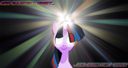 Size: 850x456 | Tagged: safe, artist:gravekeeper, derpibooru import, twilight sparkle, pony, unicorn, fanfic:the ballad of twilight sparkle, alternate hair color, billboard, cover art, fanfic art, female, glowing eyes, light, magic, mare, solo