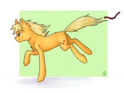 Size: 1024x768 | Tagged: artist needed, safe, applejack, earth pony, pony, loose hair, my little brony risovach, running, solo