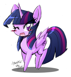 Size: 711x763 | Tagged: safe, artist:danmakuman, derpibooru import, twilight sparkle, twilight sparkle (alicorn), alicorn, pony, chibi, female, mare, solo, wink