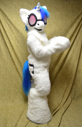 Size: 451x700 | Tagged: safe, artist:temperance, dj pon-3, vinyl scratch, human, cosplay, fursuit, irl, irl human, photo