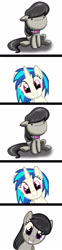 Size: 807x3247 | Tagged: safe, dj pon-3, octavia melody, vinyl scratch, earth pony, pony, unicorn, bowtie, bust, female, gray mane, gray tail, horn, mare, simple background, smiling, two toned mane, white background