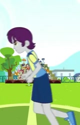 Size: 462x720 | Tagged: safe, screencap, brawly beats, curly winds, flash sentry, indigo wreath, microchips, normal norman, some blue guy, valhallen, eqg summertime shorts, equestria girls, steps of pep, background human, cropped