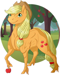 Size: 1688x2113 | Tagged: safe, artist:derp-berry, artist:mlp-fim-scenery, applejack, earth pony, pony, collaboration, solo, unshorn fetlocks