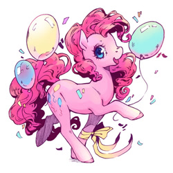 Size: 450x450 | Tagged: safe, artist:kutty-sark, pinkie pie, earth pony, pony, balloon, female, mare, pixiv, simple background, solo, white background