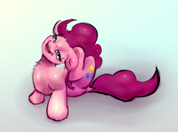 Size: 984x731 | Tagged: safe, artist:xbi, pinkie pie, pony, behaving like a cat, behaving like a dog, ear scratch, solo