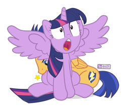 Size: 840x720 | Tagged: safe, artist:dm29, flash sentry, twilight sparkle, twilight sparkle (alicorn), alicorn, a health of information, :o, biting, butt bite, female, flashlight, horses doing horse things, male, open mouth, pain star, shipping, spread wings, straight, wingboner, wings