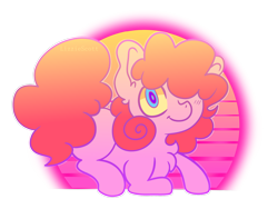 Size: 1600x1200 | Tagged: safe, artist:lizzietrashkittie, pinkie pie, earth pony, pony, abstract background, blank flank, chest fluff, female, hair over one eye, mare, smiling, solo, transparent background