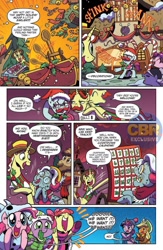 Size: 864x1328 | Tagged: safe, artist:brendahickey, idw, apple bloom, flam, flim, pinkie pie, spike, dragon, earth pony, pony, spoiler:comic, spoiler:comicholiday2017, competition, flim flam brothers, how the grinch stole christmas, preview