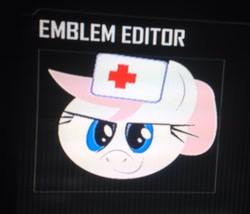 Size: 988x844 | Tagged: safe, nurse redheart, earth pony, pony, black ops 2, emblem editor, female, mare, pink mane, pink tail, solo, white coat