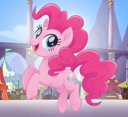 Size: 312x286 | Tagged: safe, pinkie pie, earth pony, pony, my little pony: the movie, female, mare, pink coat, pink mane, simple background, solo