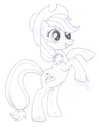 Size: 1308x1668 | Tagged: safe, artist:aafh, applejack, earth pony, pony, monochrome, solo, traditional art