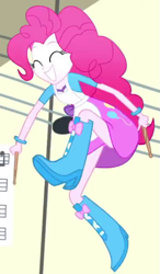 Size: 381x654 | Tagged: safe, screencap, pinkie pie, eqg summertime shorts, equestria girls, the art of friendship, actually legit eqg panty shot, boots, clothes, cropped, high heel boots, panties, panty shot, shoes, skirt, skirt lift, solo, underwear, upskirt