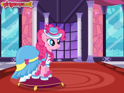 Size: 800x600 | Tagged: safe, artist:user15432, pinkie pie, earth pony, pony, clothes, dress, dressup, dressup game, egirlgames.net, enjoy dressup, hasbro, hasbro studios, hat, prom, prom dress, shoes