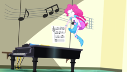 Size: 1920x1080 | Tagged: safe, screencap, pinkie pie, eqg summertime shorts, equestria girls, the art of friendship, actually legit eqg panty shot, adorasexy, boots, clothes, cute, drumsticks, high heel boots, music notes, panties, panty shot, piano, sexy, shoes, skirt, skirt lift, solo, underwear, upskirt