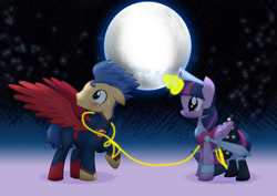 Size: 1600x1131 | Tagged: safe, artist:jucamovi1992, flash sentry, twilight sparkle, twilight sparkle (alicorn), alicorn, pegasus, pony, couple, crossover, dc comics, female, flashlight, lasso of truth, love, male, shipping, straight, superhero, superman, wonder woman