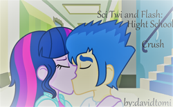 Size: 1396x866 | Tagged: safe, artist:davidtomi, flash sentry, twilight sparkle, human, equestria girls, couple, female, flashlight, kissing, love, male, pairings, shipping, straight