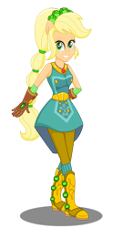 Size: 2608x4496 | Tagged: safe, artist:deannaphantom13, applejack, equestria girls, legend of everfree, absurd resolution, boots, clothes, crystal guardian, freckles, gloves, hasbro, hasbro studios, high heel boots, ponied up, pony ears, ponytail, simple background, solo, standing, transparent background