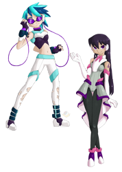 Size: 1280x1800 | Tagged: safe, artist:zeromidnight, dj pon-3, octavia melody, vinyl scratch, human, crossover, humanized, megaman, megaman zero