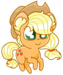 Size: 423x501 | Tagged: safe, artist:kagalicious, applejack, earth pony, pony, chibi, ear fluff, simple background, solo, transparent background