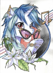 Size: 516x700 | Tagged: safe, artist:mandarinswift, dj pon-3, vinyl scratch, pony, unicorn, solo, traditional art