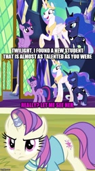 Size: 500x893 | Tagged: safe, edit, edited screencap, screencap, princess celestia, princess luna, twilight sparkle, twilight sparkle (alicorn), alicorn, pony, unicorn, 2 4 6 greaaat, between dark and dawn, asteria, comic, screencap comic, twilight's castle