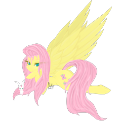 Size: 6800x6890 | Tagged: safe, artist:mintyteaart, angel bunny, fluttershy, pegasus, pony, rabbit, absurd resolution, bedroom eyes, duo, female, hoof under chin, large wings, lidded eyes, long mane, long tail, looking at you, lying down, mare, pet, plot, prone, signature, simple background, smiling, smug, solo focus, spread wings, transparent background, wings