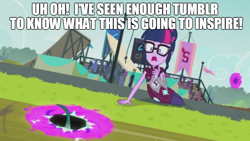 Size: 886x500 | Tagged: safe, derpibooru import, screencap, sci-twi, twilight sparkle, equestria girls, friendship games, exploitable meme, glasses, implied tentacle porn, magic, meme, portal, tumblr