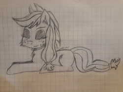 Size: 4128x3096 | Tagged: safe, applejack, earth pony, pony, absurd resolution, cheek fluff, drawing, graph paper, resting, solo, traditional art