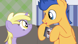 Size: 2870x1614 | Tagged: safe, artist:aaronmk, dinky hooves, flash sentry, interior, vector