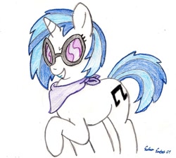 Size: 916x820 | Tagged: safe, artist:silversimba01, dj pon-3, vinyl scratch, pony, unicorn, bandana, solo, traditional art