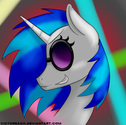 Size: 3723x3689 | Tagged: safe, artist:victoreach, dj pon-3, vinyl scratch, pony, unicorn, bust, head, portrait, smiling, solo