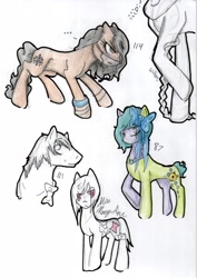 Size: 2290x3233 | Tagged: safe, artist:disimprison, oc, oc only, pony, group, simple background, traditional art, white background