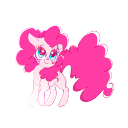 Size: 5000x5000 | Tagged: safe, artist:pinkablue, pinkie pie, earth pony, pony, absurd resolution, blushing, female, floppy ears, huge tail, mare, simple background, smiling, solo, white background