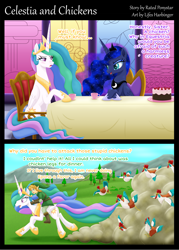 Size: 2904x4054 | Tagged: safe, artist:lifesharbinger, princess celestia, princess luna, alicorn, bird, chicken, pony, comic, crossover, dialogue, female, link, mare, royal sisters, speech bubble, the legend of zelda