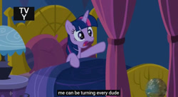 Size: 1298x704 | Tagged: safe, derpibooru import, screencap, twilight sparkle, twilight sparkle (alicorn), alicorn, do princesses dream of magic sheep, meme, solo, tv rating, youtube caption