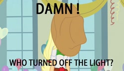 Size: 1280x733 | Tagged: safe, edit, edited screencap, screencap, applejack, equestria girls, equestria girls (movie), image macro, meme, silly, silly human, solo, who's a silly human