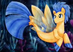 Size: 1600x1131 | Tagged: safe, artist:jotakaanimation, flash sentry, seapony (g4), my little pony: the movie, colt, male, seaponified, seaquestria, species swap, stallion, water