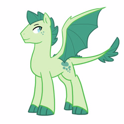 Size: 3000x3000 | Tagged: safe, artist:kianamai, oc, oc only, oc:turquoise blitz, dracony, hybrid, pony, freckles, interspecies offspring, kilalaverse, male, next generation, offspring, parent:rarity, parent:spike, parents:sparity, simple background, solo, stallion, white background