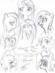 Size: 1280x1707 | Tagged: safe, artist:kzksm, pinkie pie, earth pony, pony, expressions, pinkamena diane pie, sketch, traditional art