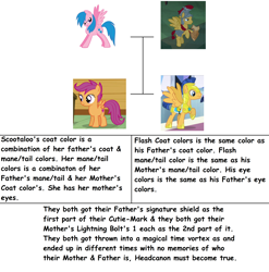 Size: 2482x2514 | Tagged: safe, firefly, flash magnus, flash sentry, scootaloo, campfire tales, equestria girls, comic sans, family tree, father and child, father and daughter, father and son, female, headcanon, male, mother and child, mother and daughter, mother and son, parent and child