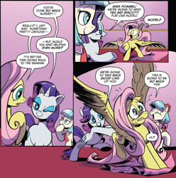 Size: 997x1005 | Tagged: safe, artist:andypriceart, idw, coco pommel, fluttershy, rarity, earth pony, pegasus, pony, unicorn, spoiler:comic, spoiler:comic64, comic, official comic, spread wings, wings