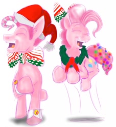 Size: 1163x1280 | Tagged: safe, artist:luger, bubble berry, pinkie pie, earth pony, pony, bubblepie, female, hearth's warming eve, holiday, male, rule 63, self ponidox, selfcest, shipping, singing, straight